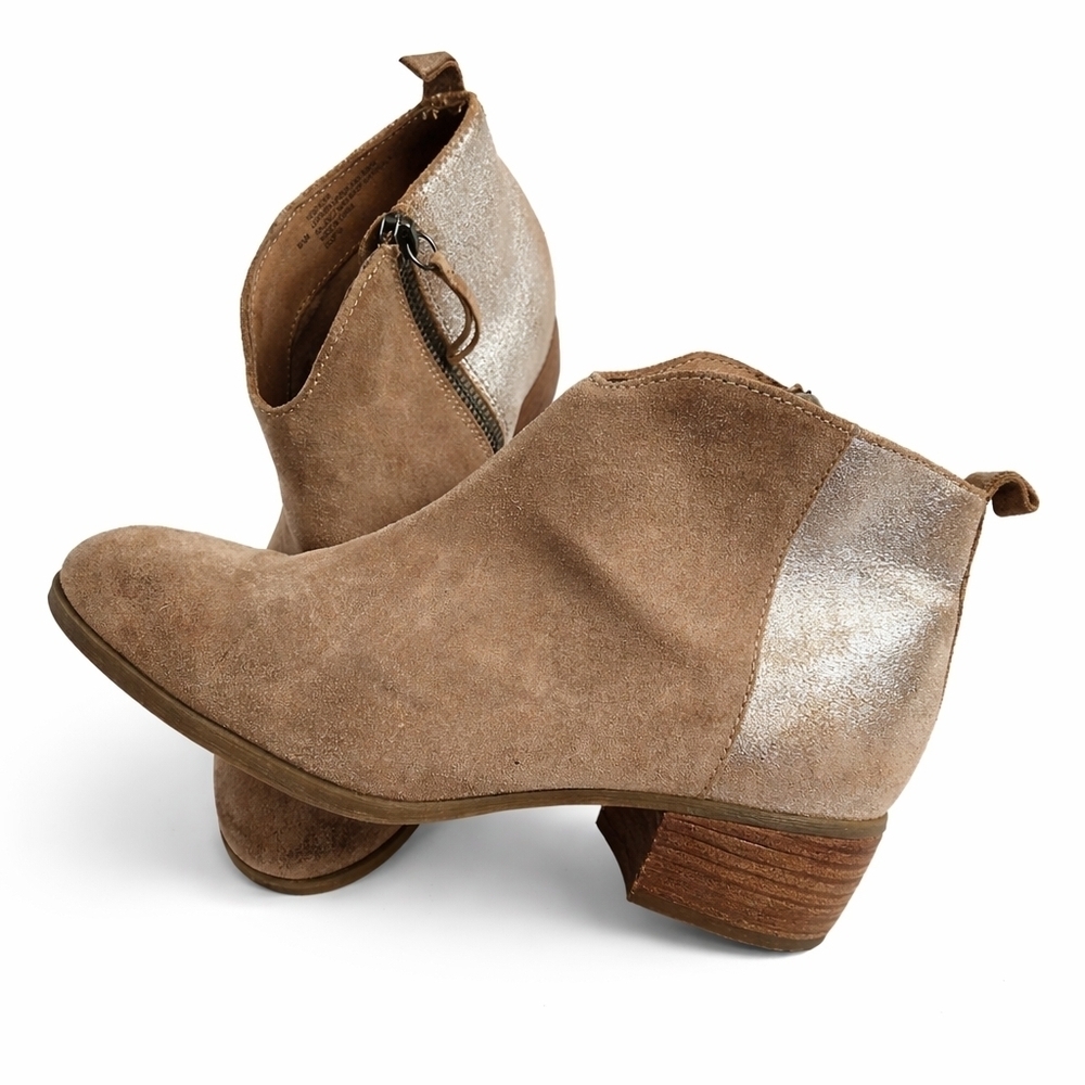 Sofft Coleta Suede Ankle Bootie Boots Womens Barley Metallic Western sz 6.5